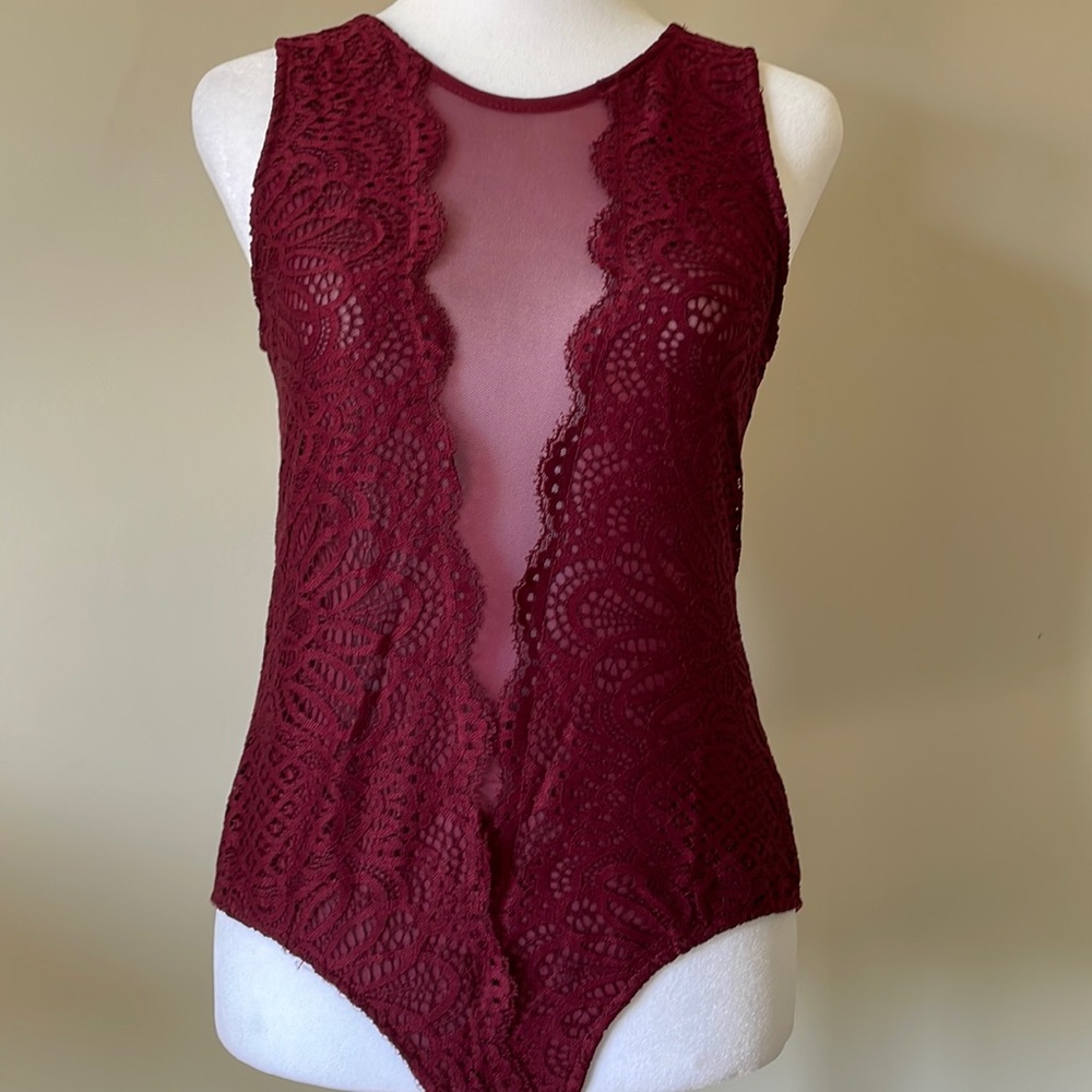 NWT NEW Ambiance Lace Mesh Bodysuit